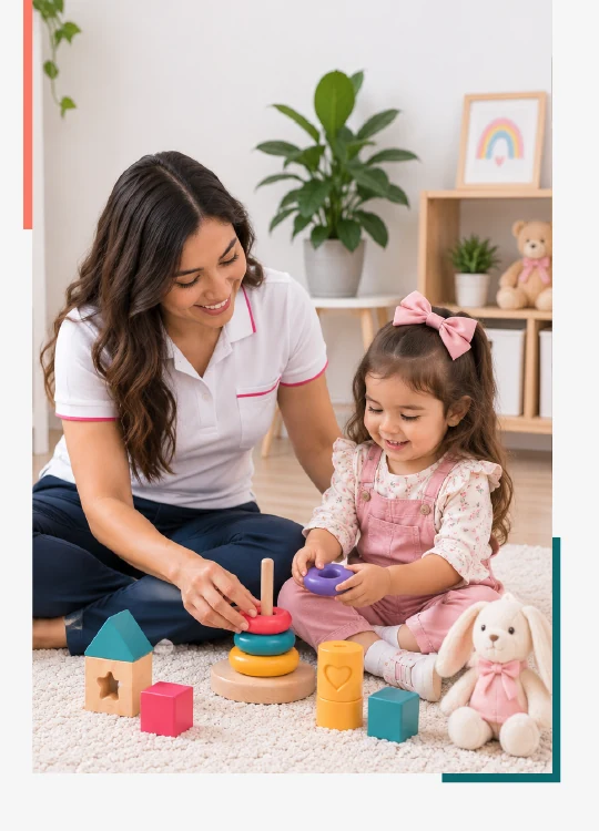 Niñera exclusiva acompañando a una niña