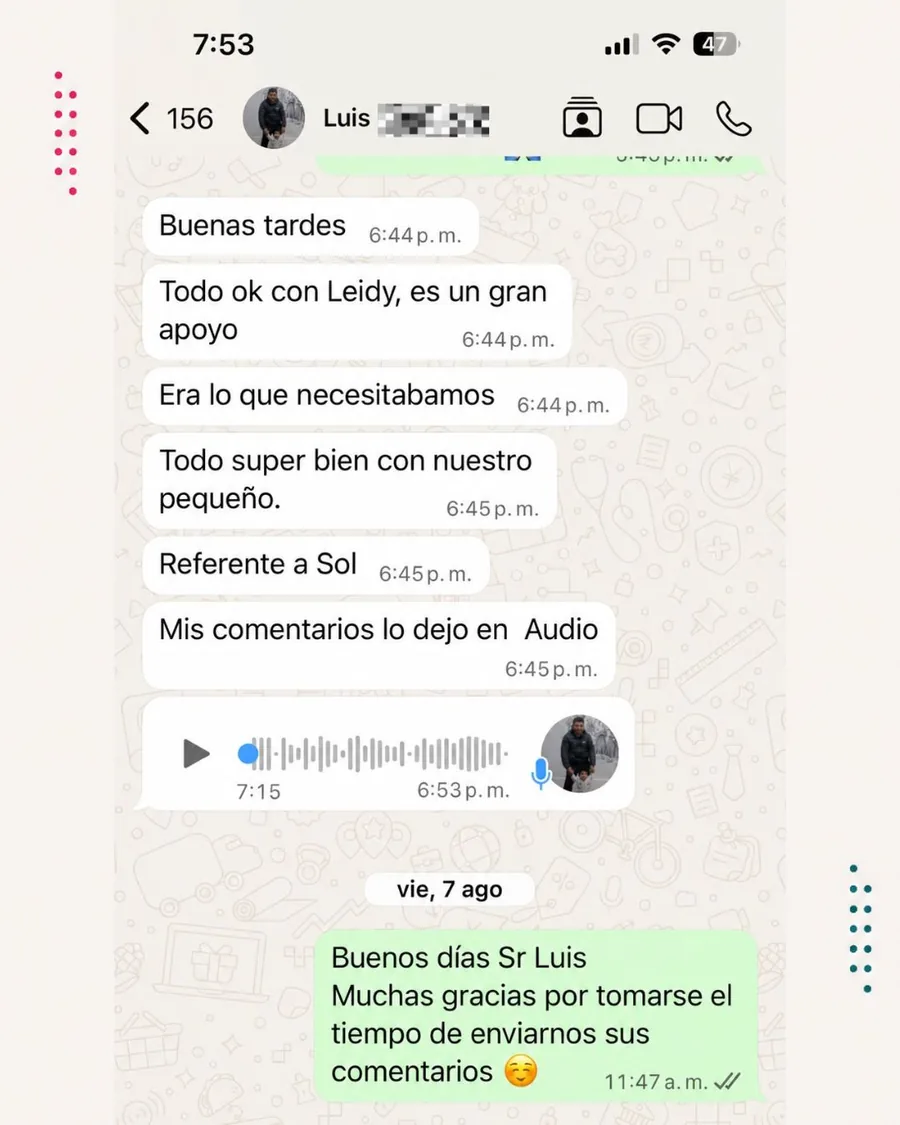 Testimonio real de familia Casamor por WhatsApp